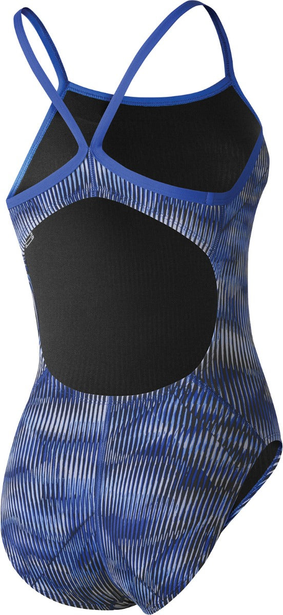Nike Swim Women's Vibe Lingerie Tank One-Piece Swimsuit - A black one-piece swimsuit with a tank-style top and thin straps, featuring a small Nike logo on the left hip.