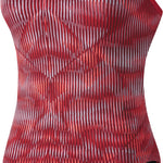 Nike Swim Ladies' Vibe Cut-Out Tank One-Piece Swimsuit - A red one-piece swimsuit with a cut-out design on the back and thin straps.