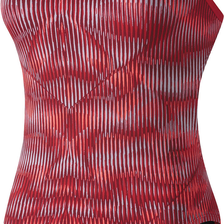 Nike Swim Ladies' Vibe Cut-Out Tank One-Piece Swimsuit - A red one-piece swimsuit with a cut-out design on the back and thin straps.