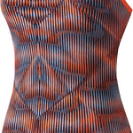 Nike Swim Ladies' Vibe Cut-Out Tank One-Piece Swimsuit - A black one-piece swimsuit with cut-out details and a tank-style top, featuring orange and white accents.