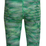 Nike Swim Men's Vibe Jammer Swimsuit - A green and white striped swimsuit with a solid green waistband.