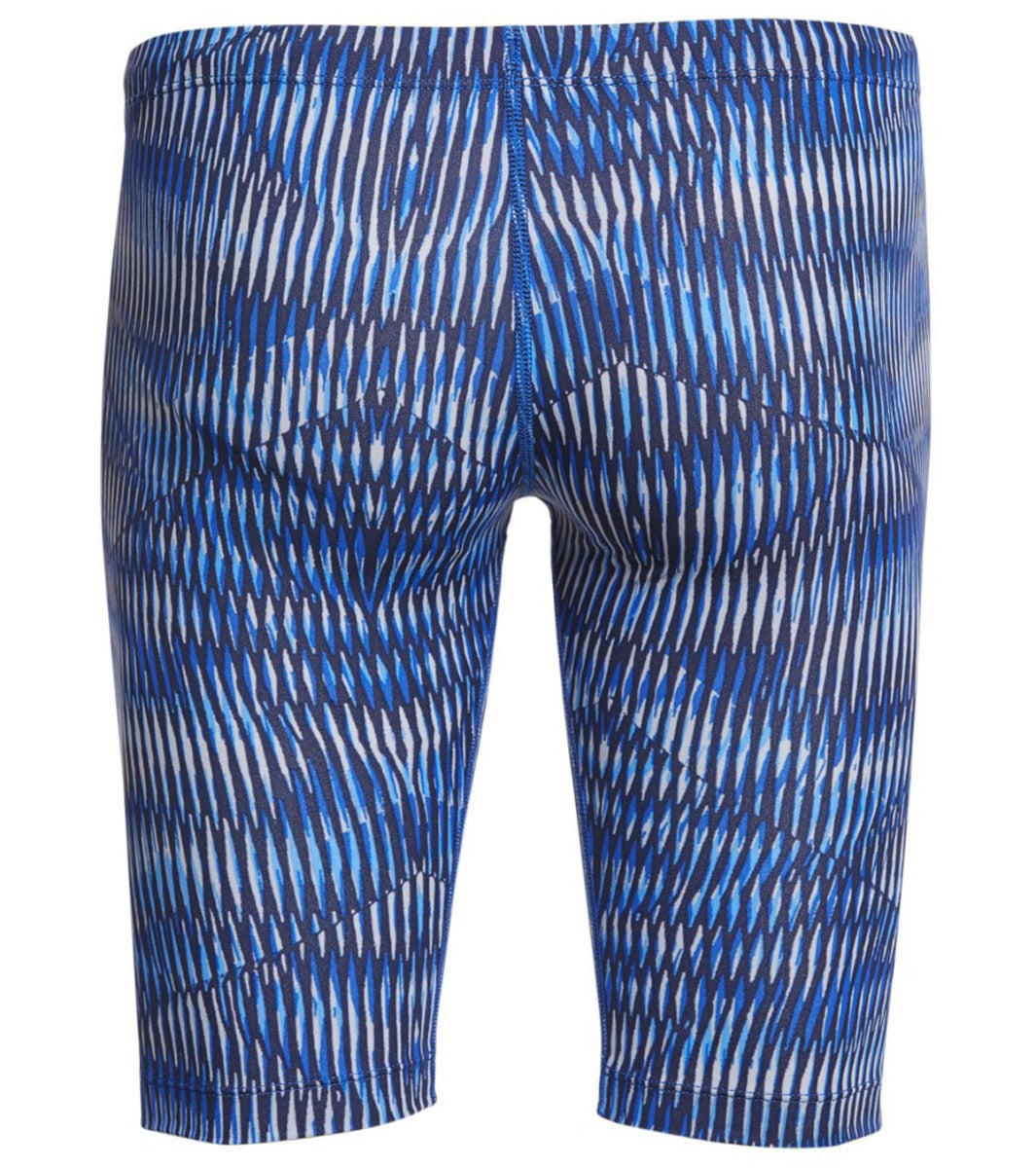 Nike Swim Men's Vibe Jammer Swimsuit - A blue and white striped swimsuit with a textured pattern.
