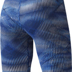 Nike Swim Men's Vibe Jammer Swimsuit - A blue and white swimsuit with a pattern of diagonal stripes.