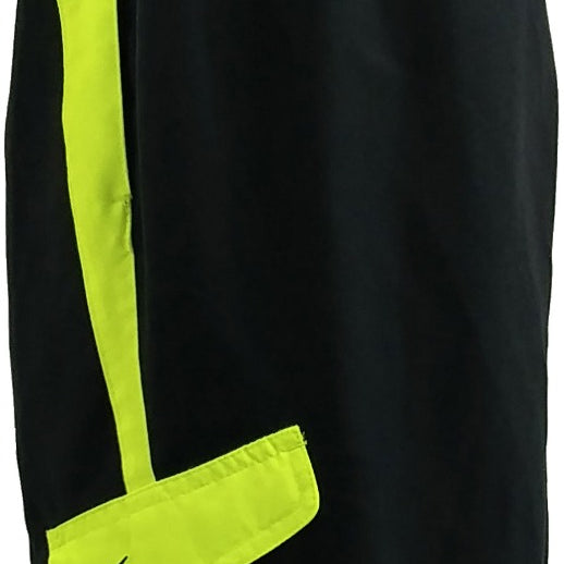 Nike Men's Core 9" Spliced Cargo Swim Shorts - Black swim shorts with neon green splicing and cargo pockets on each side.