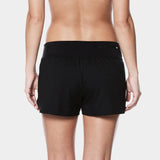 Nike Swim Ladies' Solid Element Board Shorts Bottom Two-Piece Swimsuit - A pair of black board shorts with a small white logo on the upper left side.