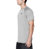 Nike Swim Men's Hydroguard Heather Short Sleeve T-Shirt - A heather gray short-sleeved t-shirt with a small black Nike logo on the left chest.