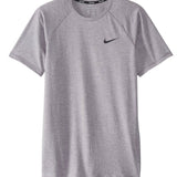 Nike Swim Men's Hydroguard Heather Short Sleeve T-Shirt - A heather gray short-sleeve t-shirt with a crew neck and a small Nike logo on the left chest.