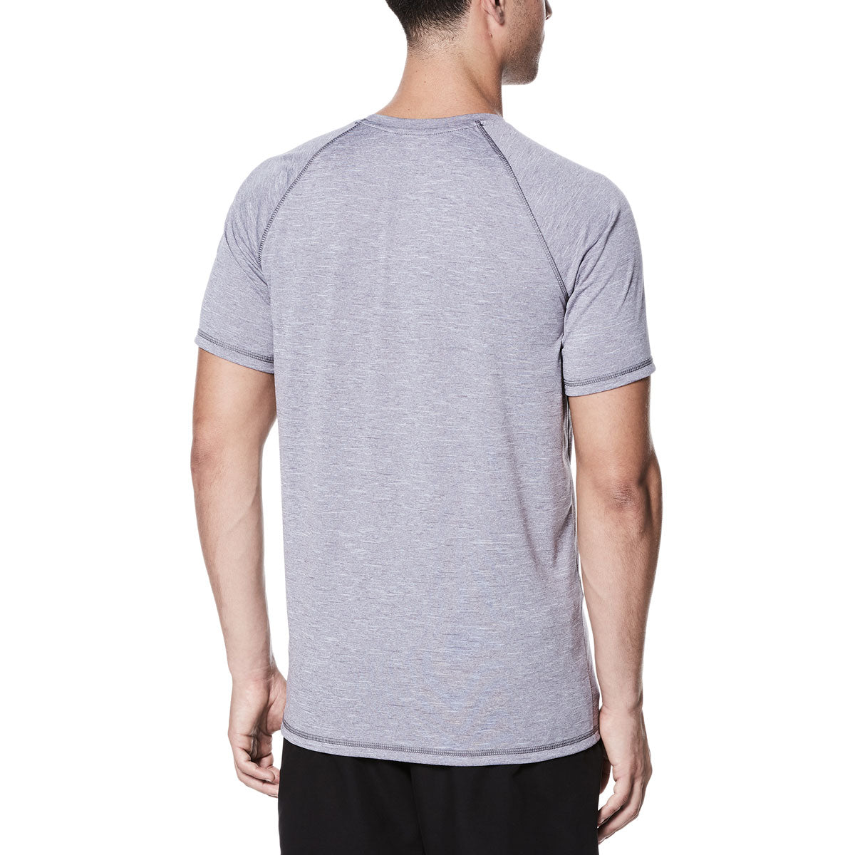 Nike Swim Men's Beam Hydroguard Short Sleeve T-Shirt - A light blue short-sleeved t-shirt with a crew neck and thin straps at the back.