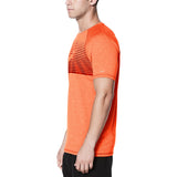 Nike Swim Men's Beam Hydroguard Short Sleeve T-Shirt - A man wearing a short-sleeved orange t-shirt with horizontal stripes on the chest.