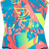 Nike Swim Girls' Drift Graffiti Print T-Back One-Piece Swimsuit - A one-piece swimsuit with a graffiti print design in shades of pink, blue, and yellow.