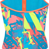 Nike Swim Girls' Drift Graffiti Print T-Back One-Piece Swimsuit - A one-piece swimsuit with a graffiti print in shades of pink, blue, and yellow.