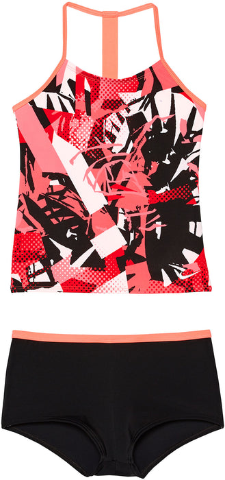 Nike Swim Girls' Drift Graffiti Print T-Back Tankini Set Two-Piece Swimsuit