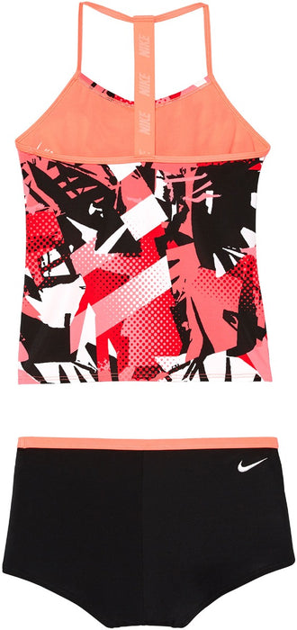 Nike Swim Girls' Drift Graffiti Print T-Back Tankini Set Two-Piece Swimsuit