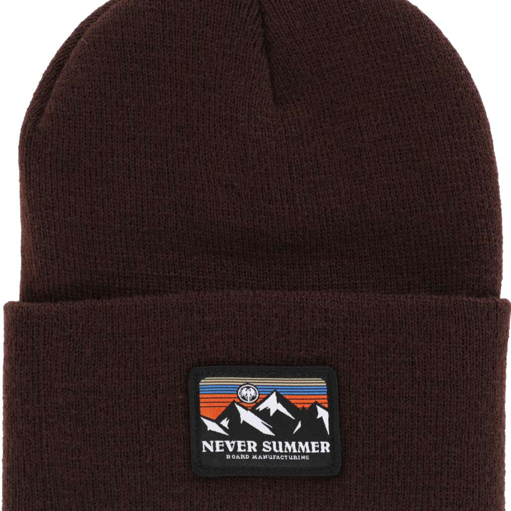 Never Summer - A beanie with a retro sunset design on the cuff.