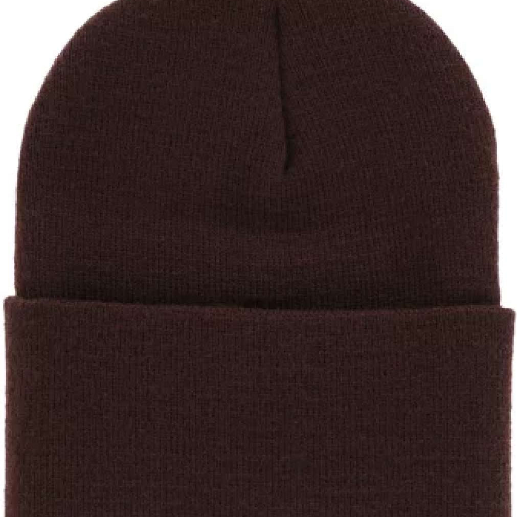 Never Summer Retro Sunset Cuff Beanie 2024 - A brown beanie with a cuff at the bottom and a subtle sunset pattern on the front.