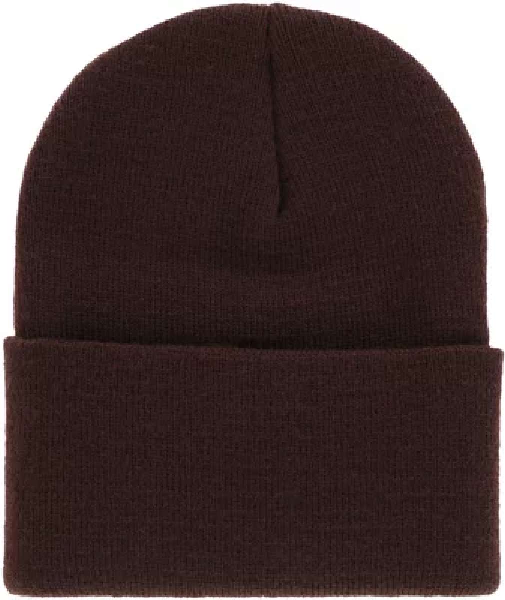 Never Summer Retro Sunset Cuff Beanie 2024 - A brown beanie with a cuff at the bottom and a subtle sunset pattern on the front.