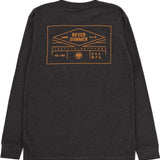 Never Summer - A long-sleeved tee with a white and blue graphic of a mountain range on the front.