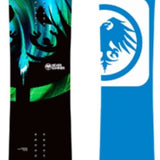 Never Summer Snowtrooper X LTD Snowboard 2024 - A black snowboard with a green and blue abstract design on top of it.