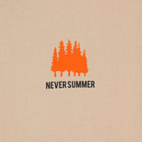 Never Summer Workwear 2 Short Sleeve Tee 2024 - A short-sleeved, light-colored t-shirt with a crew neck and a small logo on the left chest area.