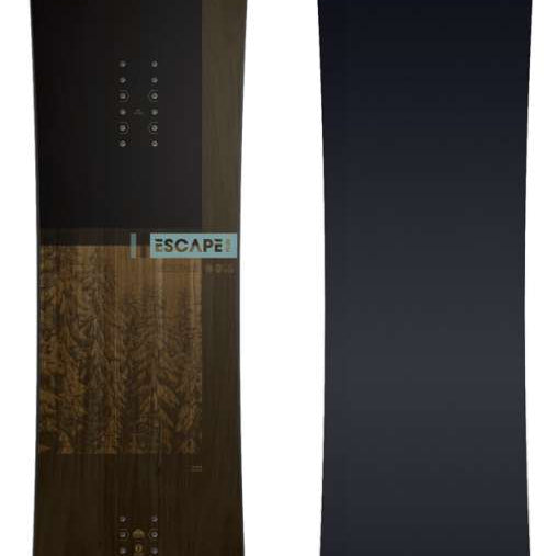 Nidecker Escape Plus Snowboard 2024 - A dark brown snowboard with a gold logo in the center of the top.