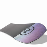 Nidecker Women's Venus Snowboard 2023 - A snowboard with a purple and grey color scheme, featuring a distinctive logo on its top surface.