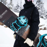 Nidecker Supermatic Snowboard Binding - A black snowboard binding with a white logo on top of it.