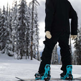 Nidecker Supermatic Snowboard Binding - A black snowboard binding with a silver buckle and strap, featuring a white logo on the top of the buckle.