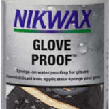 Nikwax Glove Proof - A purple spray bottle with a white label and blue lettering, featuring an illustration of a gloved hand holding a ski pole.