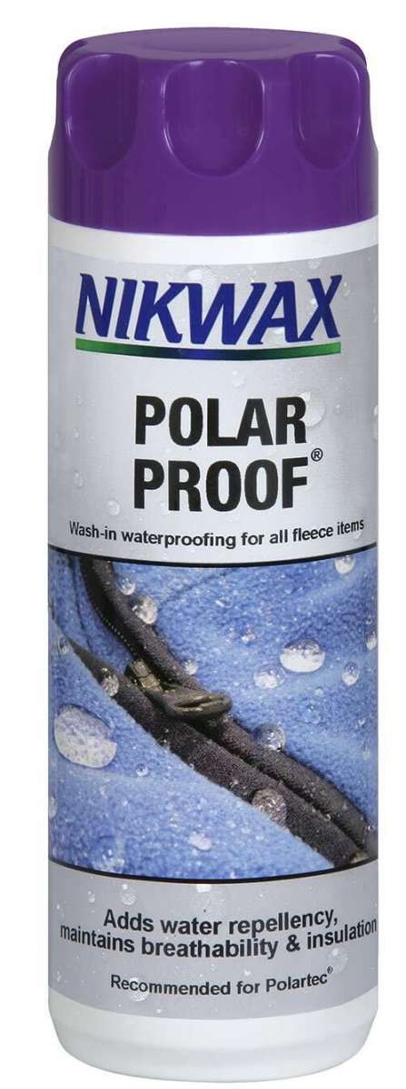 Nikwax Polar Proof - A white spray can with a blue and green logo on top, featuring a snowflake design.