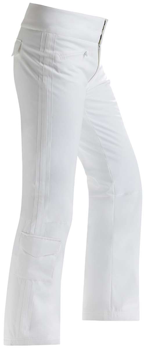 Nils Ladies Addison 3.0 Insulated Pant 2022-2023 - White insulated ski pants with vertical zippered pockets on each thigh and a white logo patch on the left leg.