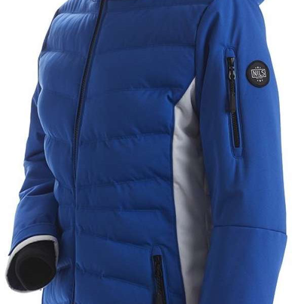 Nils Ladies Bianca Insulated Quilted Jacket - A royal blue quilted jacket with a black zipper and silver snap buttons.
