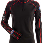 NILS Ladies Gwen Quarter Zip Top 2022-2023 - Black quarter-zip top with red trim and a small white logo on the left sleeve.