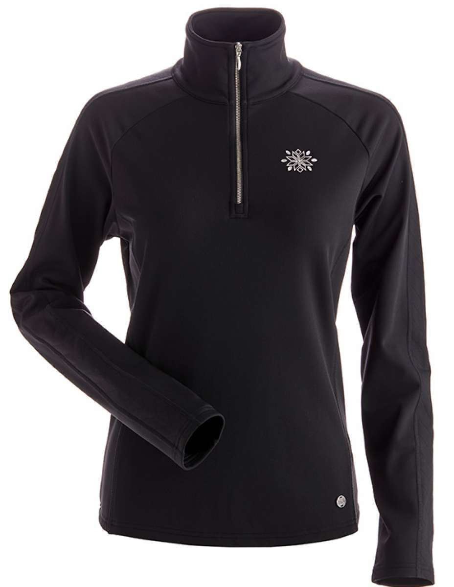 NILS Ladies Lisie Quarter Zip Fleece - A black quarter-zip fleece with a snowflake logo on the left chest area.