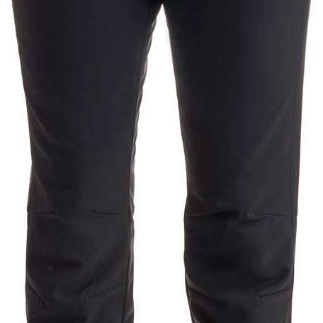 Nils Ladies Palisades Stretch Pant Tall - Black pants with a slight sheen, featuring four silver buttons on the waistband and two front pockets.