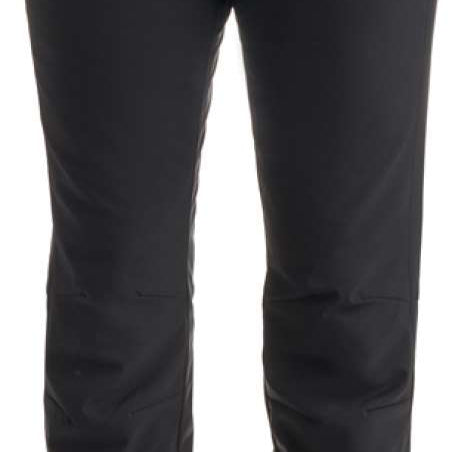 Nils Ladies Palisades Stretch Pant Short - Black pants with a slight sheen, featuring two front pockets and a button fly closure.