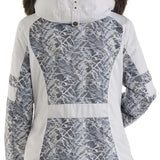 Nils Ladies Val D'Isere Print Faux Fur Jacket 2022-2023 - A ladies jacket with a print design and faux fur trim on the hood.