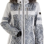Nils Ladies Val D'Isere Print Faux Fur Jacket 2022-2023 - A ladies jacket with a print design and faux fur trim around the hood.