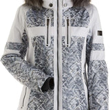 Nils Ladies Val D'Isere Print Faux Fur Jacket 2022-2023 - A ladies jacket with a print design and faux fur trim around the hood.