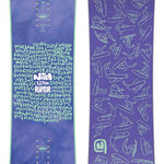 Nitro's Ripper Snowboard - A blue snowboard with a white logo and text on top of it.