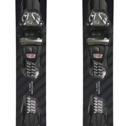 Nordica Alldrive 84 System Ski With Compact 10 FDT Ski Bindings 2022-2023 - A black ski with a red and blue graphic design.