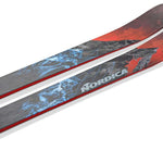 Nordica Enforcer 100 Skis 2024 - A pair of skis with a black and red color scheme, featuring a distinctive white logo on the top sheet.