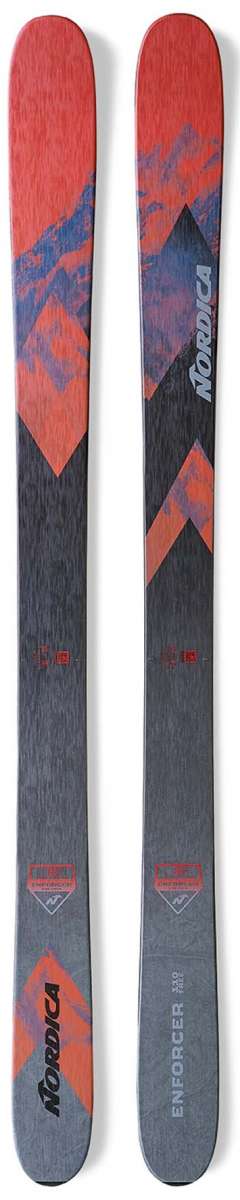 Nordica Enforcer Free 110 Flat Ski 2022-2023 - A gray and orange ski with a distinctive "X" pattern on top.