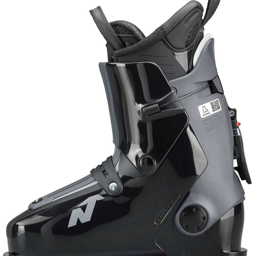 Nordica HF 110 Ski Boots 2024 - Black ski boots with silver lettering and a white "N" logo on the side.