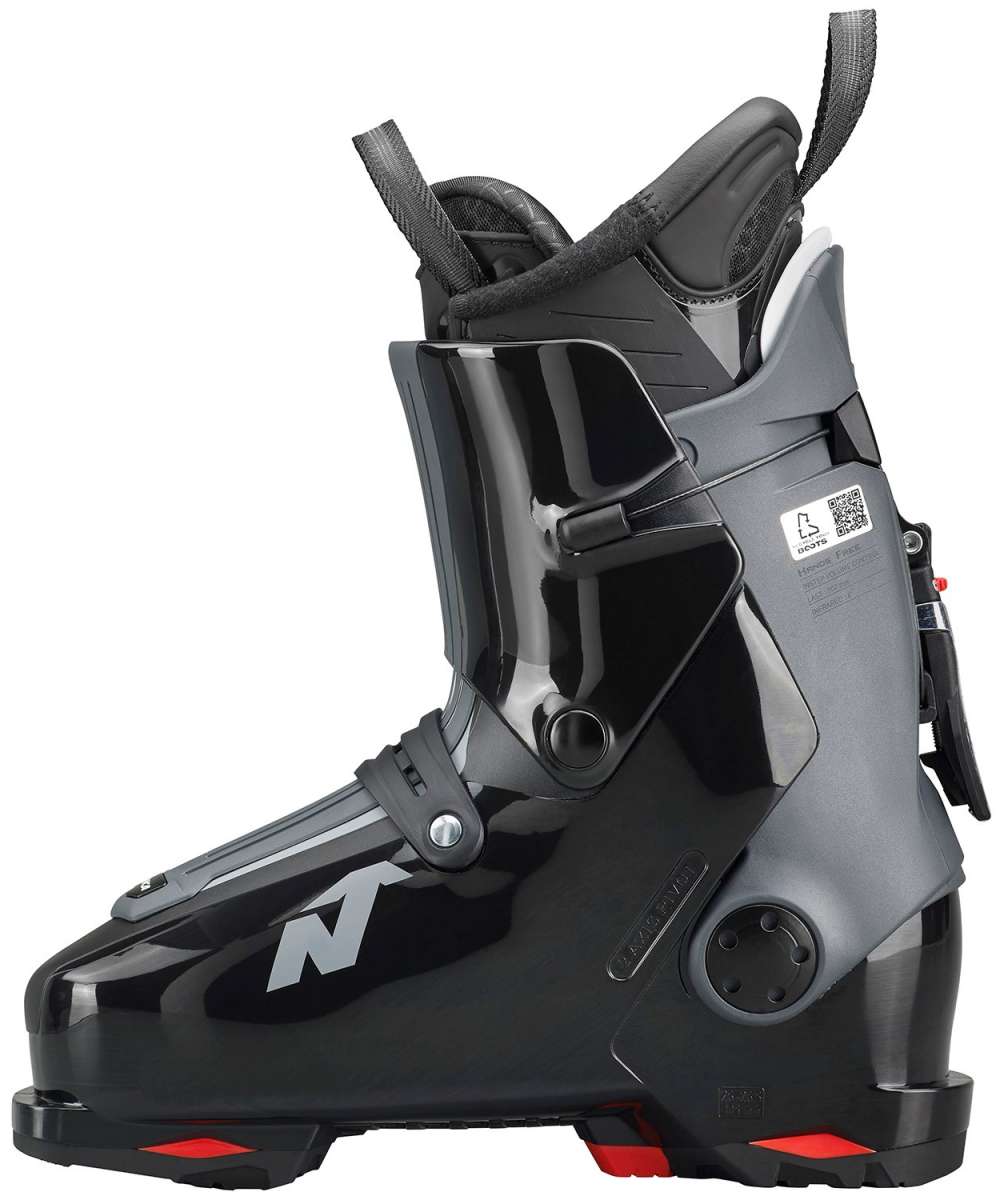 Nordica HF 110 Ski Boots 2024 - Black ski boots with silver lettering and a white "N" logo on the side.