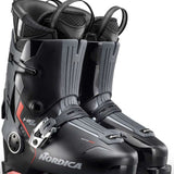 Nordica HF 110 Ski Boots 2024 - Black ski boots with silver buckles and red accents on the side.