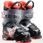 Nordica Junior's Speedmachine J 2 Ski Boots 2024 - Black ski boots with red accents and silver buckles.
