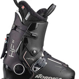 Nordica Women's HF 75 Ski Boots 2024 - Black ski boots with silver lettering and a white sole.