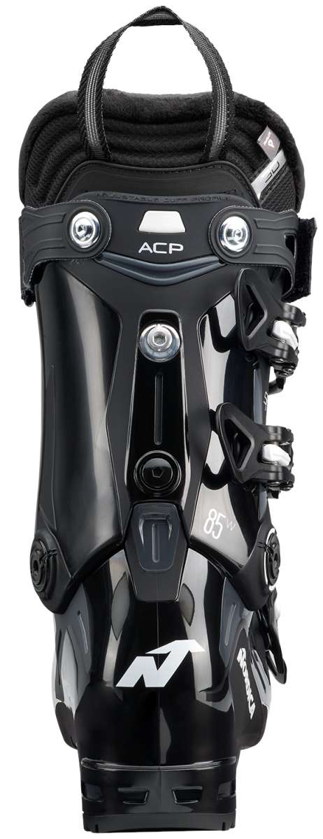 Nordica Ladies Speedmachine 3 85 Ski Boot 2023 - Black ski boot with white lettering and silver hardware.