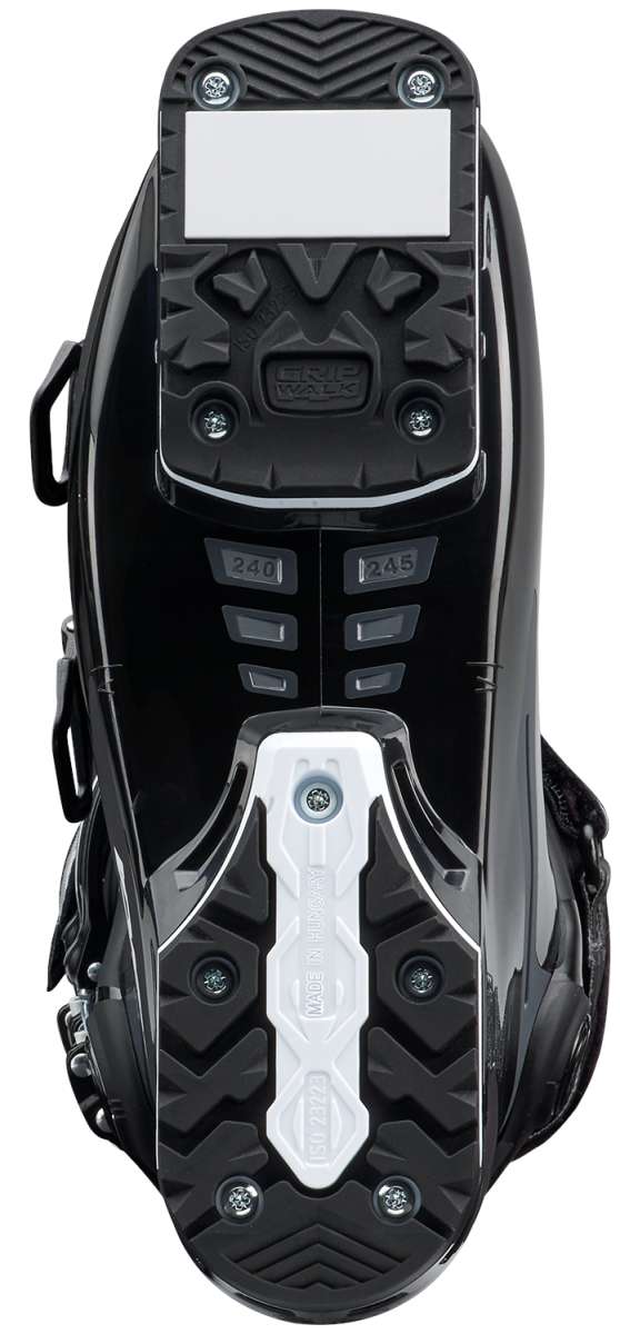 Nordica Ladies Speedmachine 3 85 Ski Boot 2023 - Black ski boot with silver hardware and a textured rubber outsole.