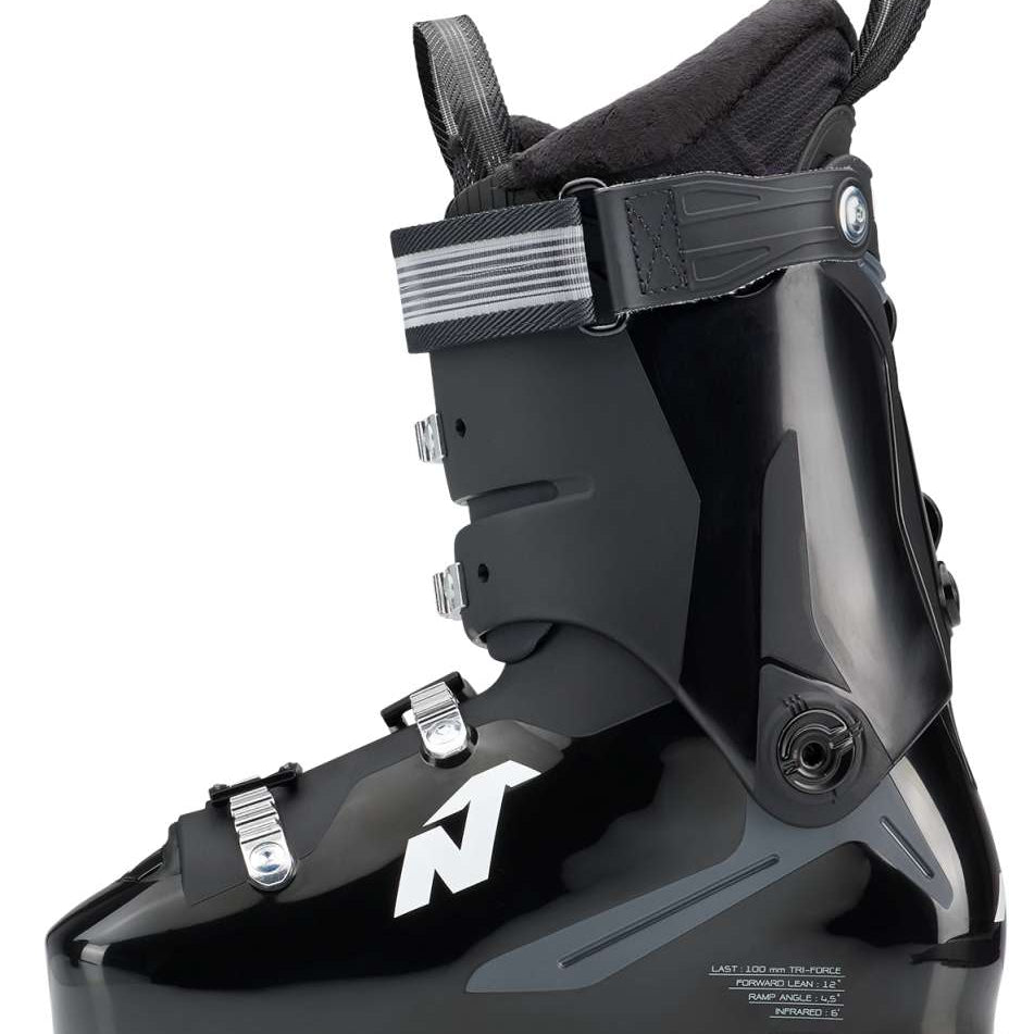 Nordica Ladies Speedmachine 3 85 Ski Boot 2023 - Black ski boot with silver buckles and straps.